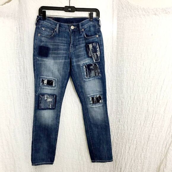 True Religion "Cameron" Patched Distressed Jeans Size 25 - Picture 2 of 12